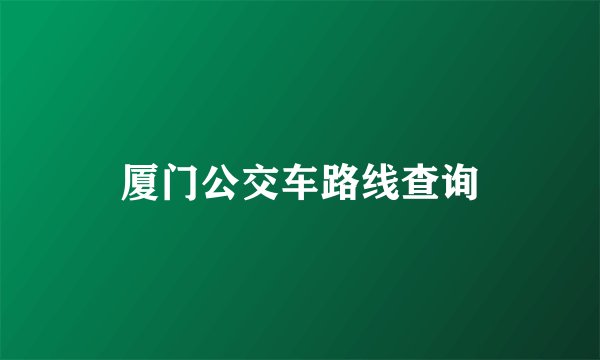 厦门公交车路线查询