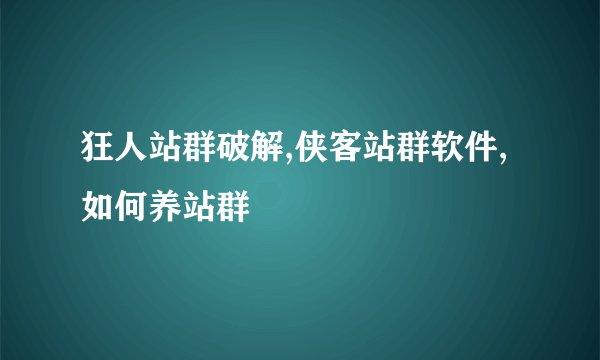 狂人站群破解,侠客站群软件,如何养站群