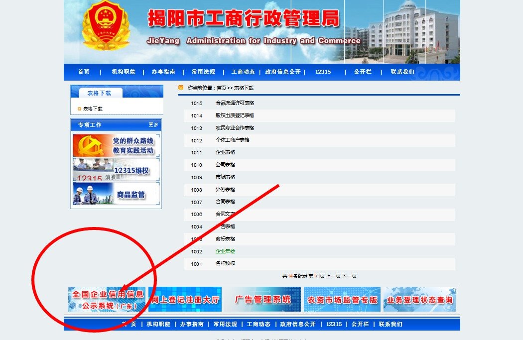 揭阳市工商局的网址是什么。