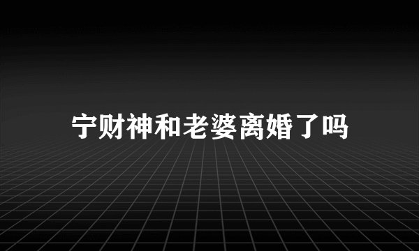 宁财神和老婆离婚了吗