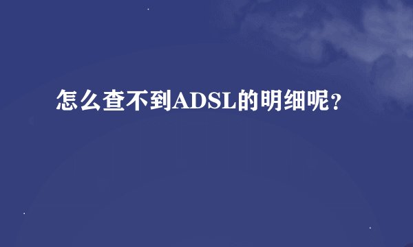 怎么查不到ADSL的明细呢？