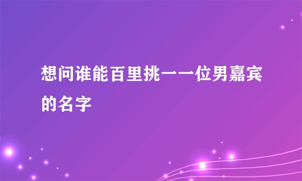 想问谁能百里挑一一位男嘉宾的名字
