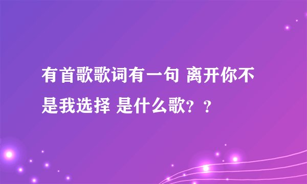 有首歌歌词有一句 离开你不是我选择 是什么歌？？
