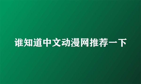 谁知道中文动漫网推荐一下