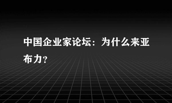 中国企业家论坛:为什么来亚布力?