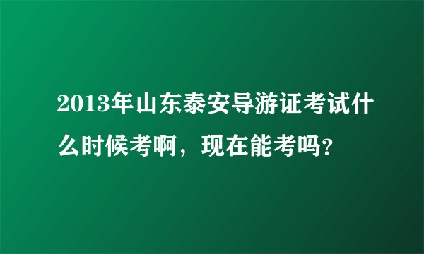 2013年山东泰安导游证考试什么时候考啊，现在能考吗？