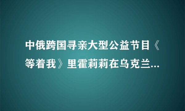 中俄跨国寻亲大型公益节目《等着我》里霍莉莉在乌克兰时的背景音乐
