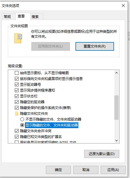 隐藏文件夹怎么显示