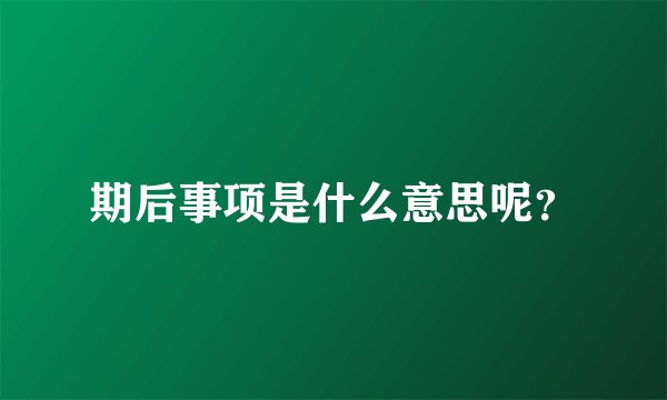 期后事项是什么意思呢?