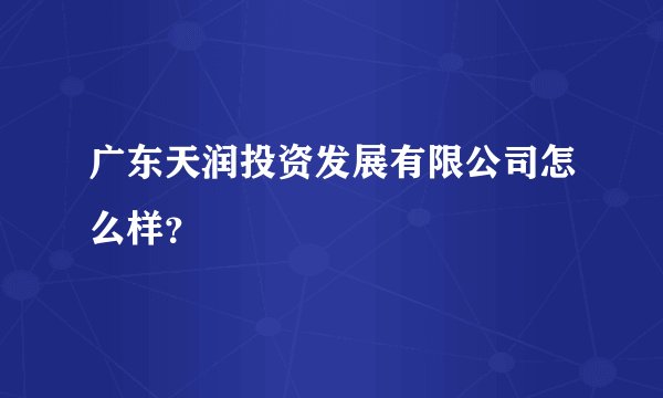 广东天润投资发展有限公司怎么样?