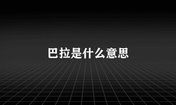 巴拉是什么意思