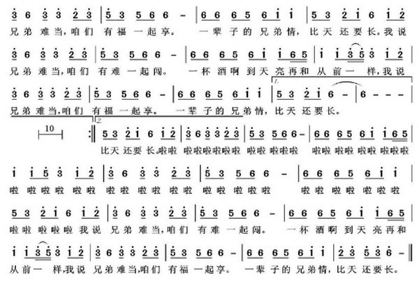 兄弟难当歌词