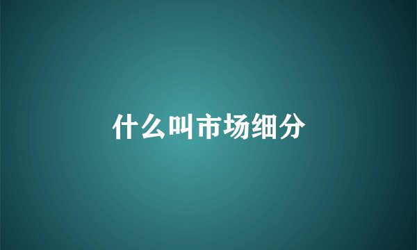 什么叫市场细分