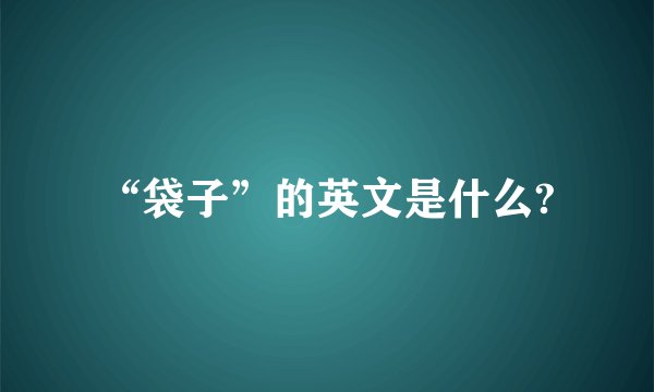 “袋子”的英文是什么?