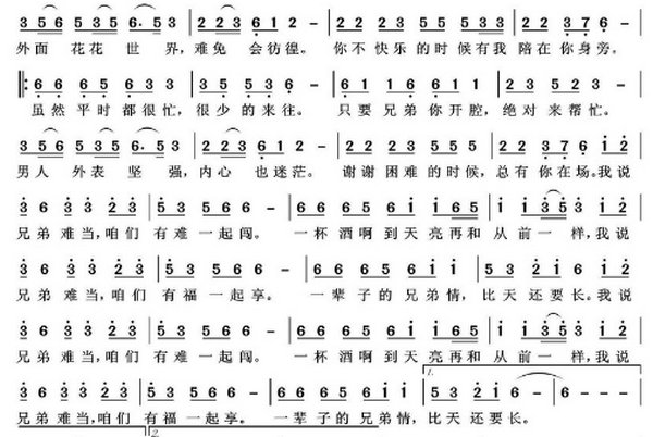 兄弟难当歌词