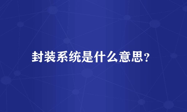 封装系统是什么意思？