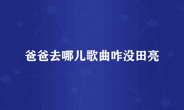 爸爸去哪儿歌曲咋没田亮