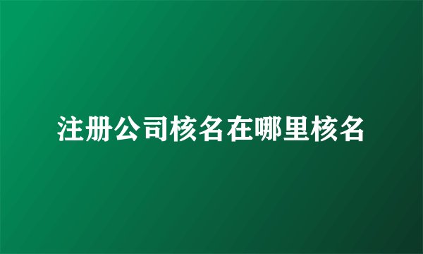 注册公司核名在哪里核名