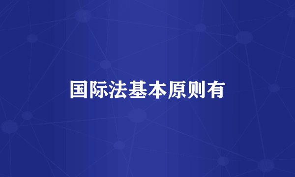 国际法基本原则有