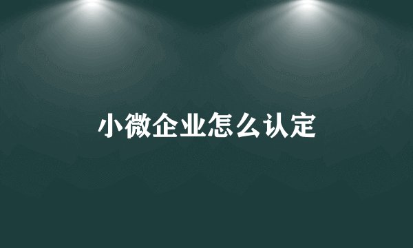 小微企业怎么认定