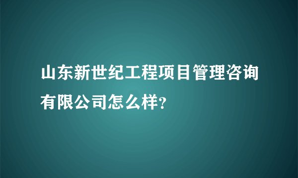 山东新世纪工程项目管理咨询有限公司怎么样？