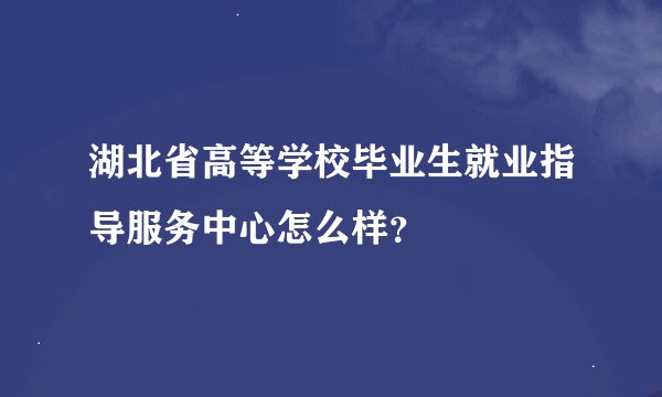 湖北省高等学校毕业生就业指导服务中心怎么样？