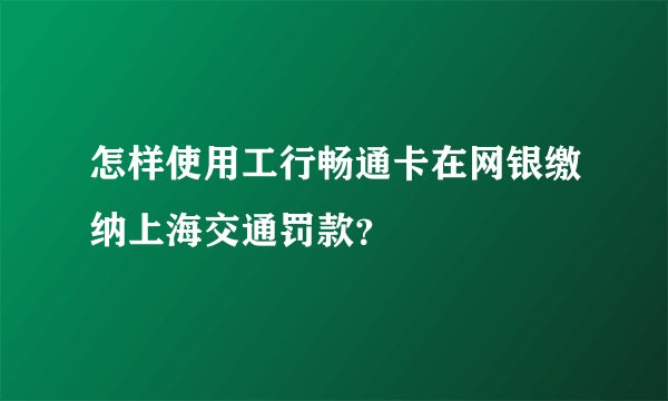 怎样使用工行畅通卡在网银缴纳上海交通罚款？