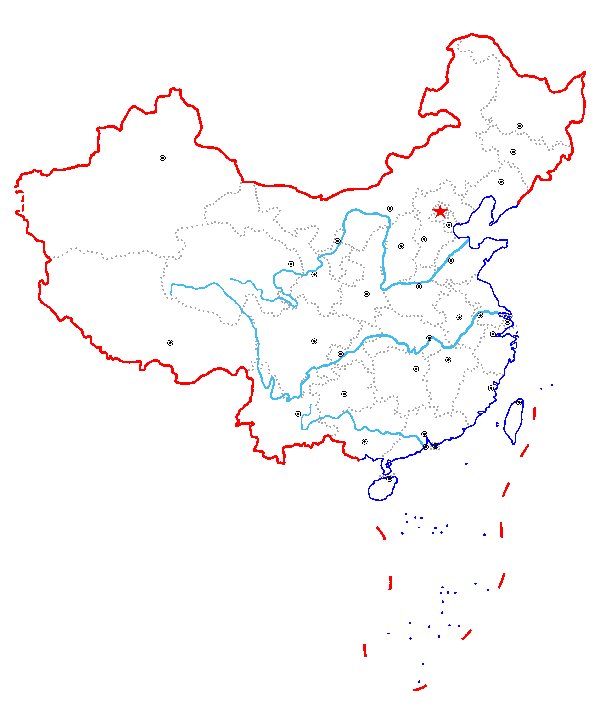 中国地图鸡的简笔画