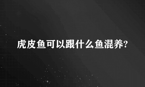 虎皮鱼可以跟什么鱼混养?
