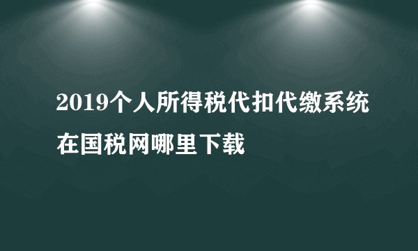 2019个人所得税代扣代缴系统在国税网哪里下载