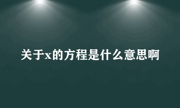 关于x的方程是什么意思啊