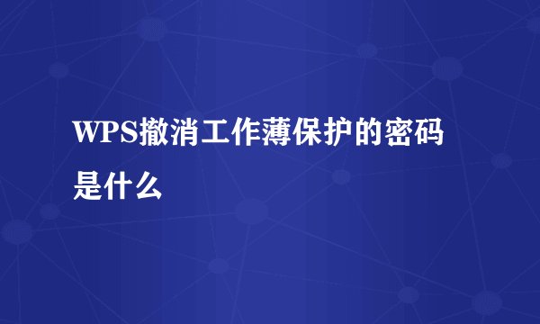 WPS撤消工作薄保护的密码是什么