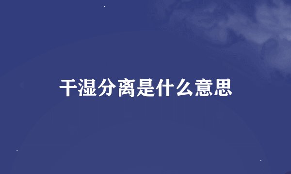 干湿分离是什么意思