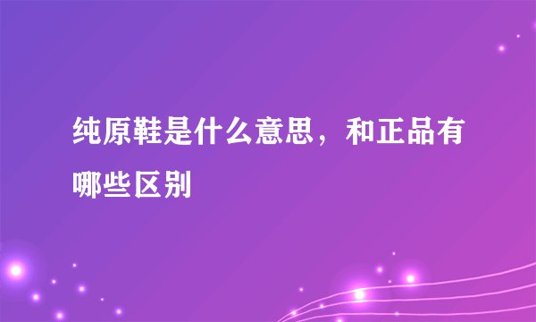 纯原鞋是什么意思，和正品有哪些区别