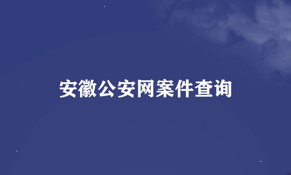 安徽公安网案件查询