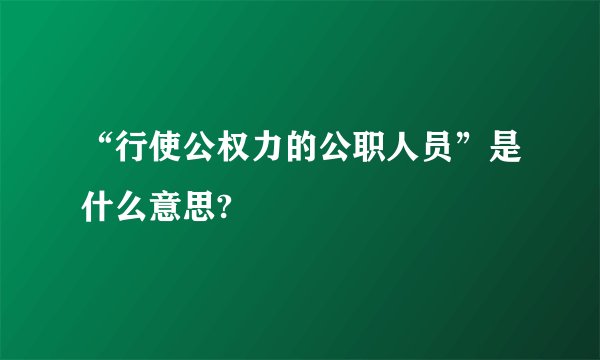 “行使公权力的公职人员”是什么意思?