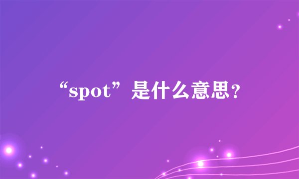 “spot”是什么意思？