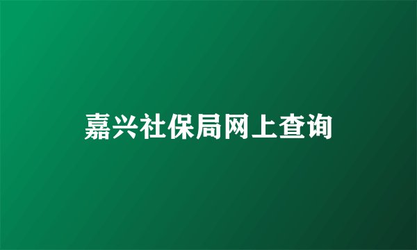 嘉兴社保局网上查询