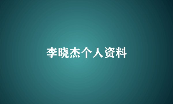 李晓杰个人资料