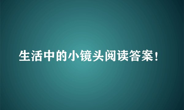 生活中的小镜头阅读答案！