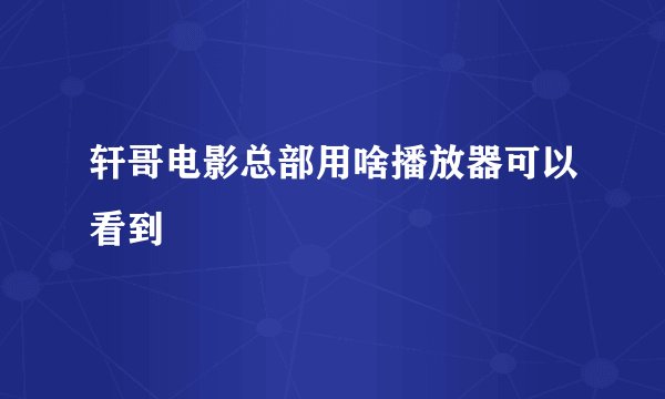 轩哥电影总部用啥播放器可以看到