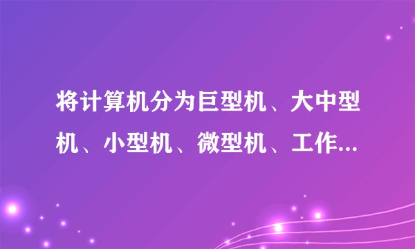 将计算机分为巨型机、大中型机、小型机、微型机、工作站等五类的分类标准是______
