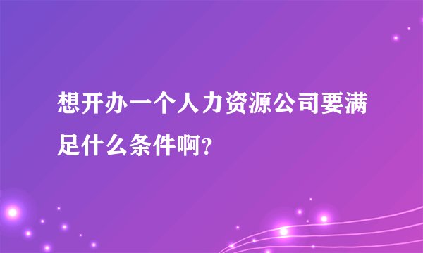 想开办一个人力资源公司要满足什么条件啊？