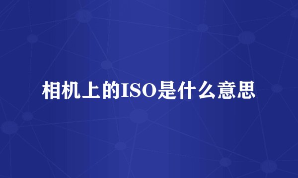 相机上的ISO是什么意思