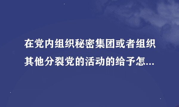在党内组织秘密集团或者组织其他分裂党的活动的给予怎样的处分