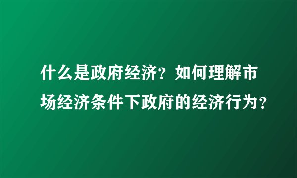 什么是政府经济？如何理解市场经济条件下政府的经济行为？
