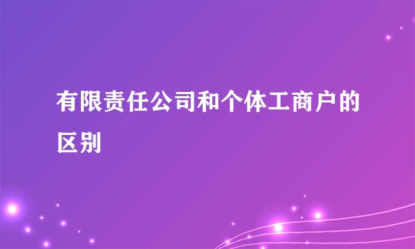 有限责任公司和个体工商户的区别