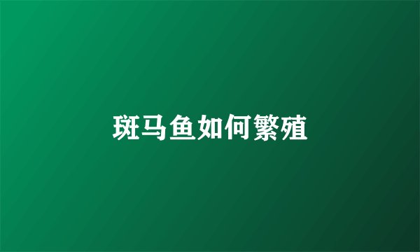 斑马鱼如何繁殖