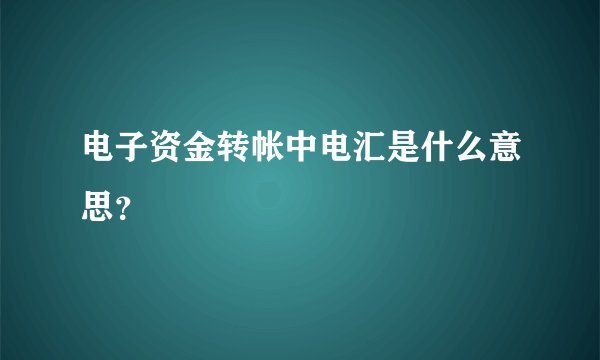 电子资金转帐中电汇是什么意思？