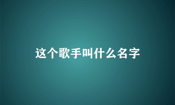 这个歌手叫什么名字